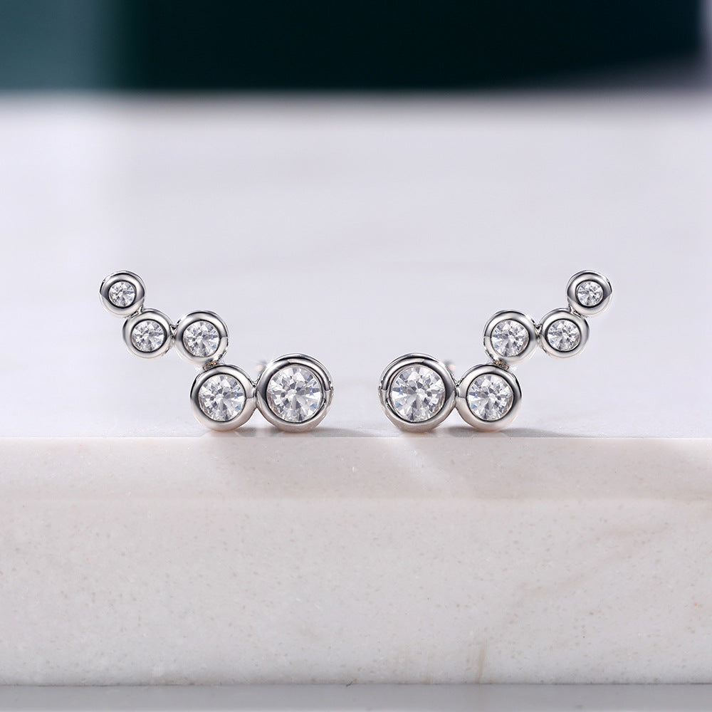 Women's Shi Elegant Shining Simple Circle Inlaid Stud Earrings