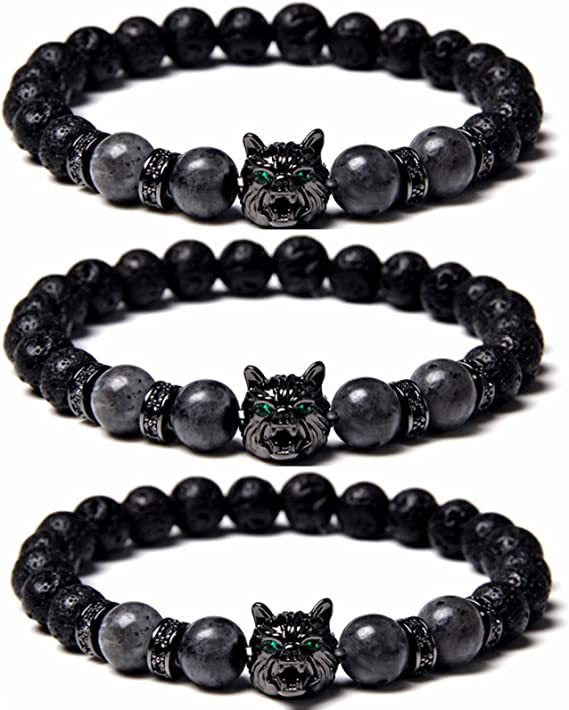 Bracelets en Zircon incrustés de Micro tête de loup dominateur pour hommes