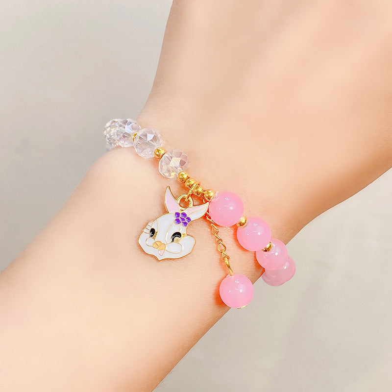 Bracelets de fleurs en cristal de dessin animé de princesse perlée pour enfants