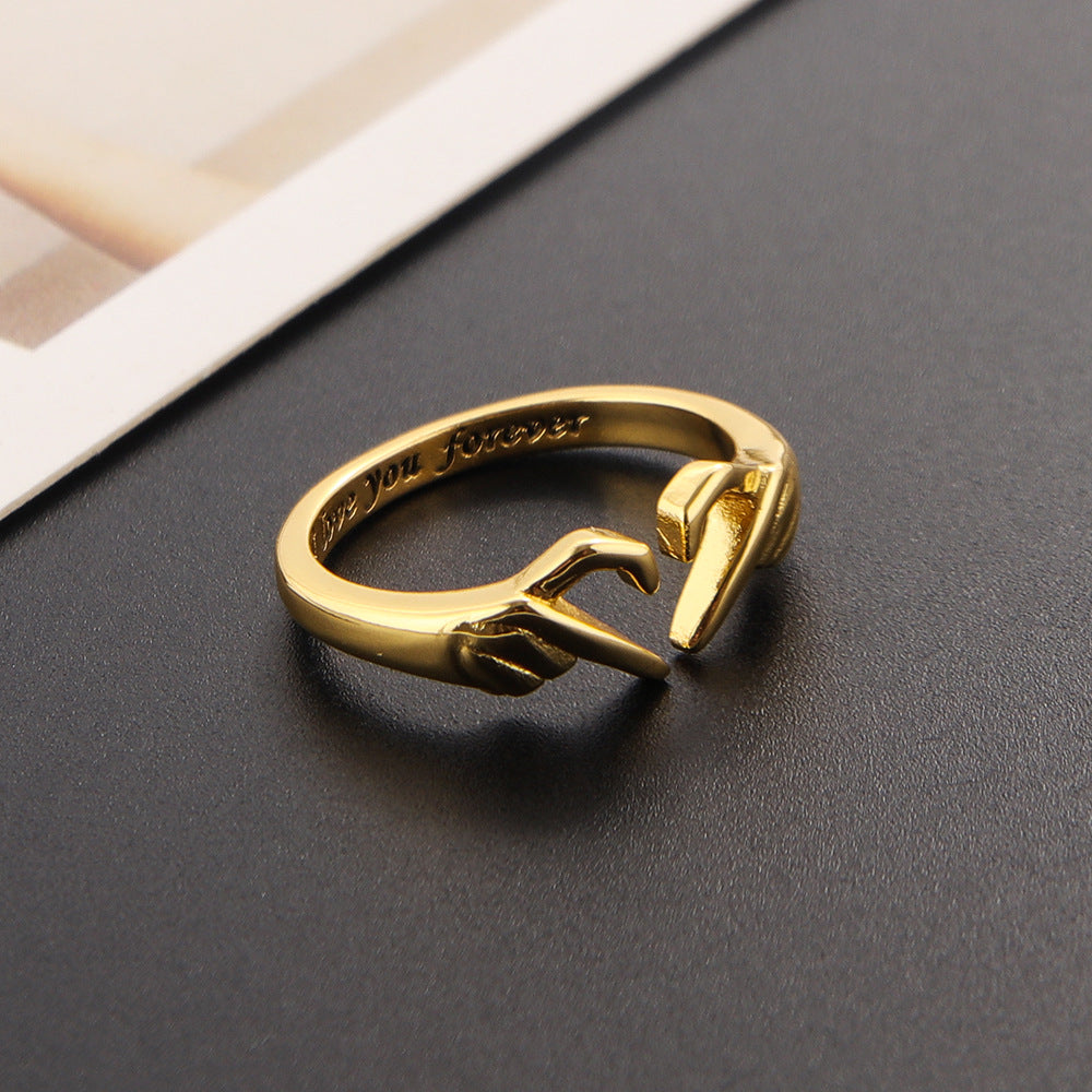 Women's High-grade Love Heart-shaped Electroplating Three-dimensional Opening Simple Ring