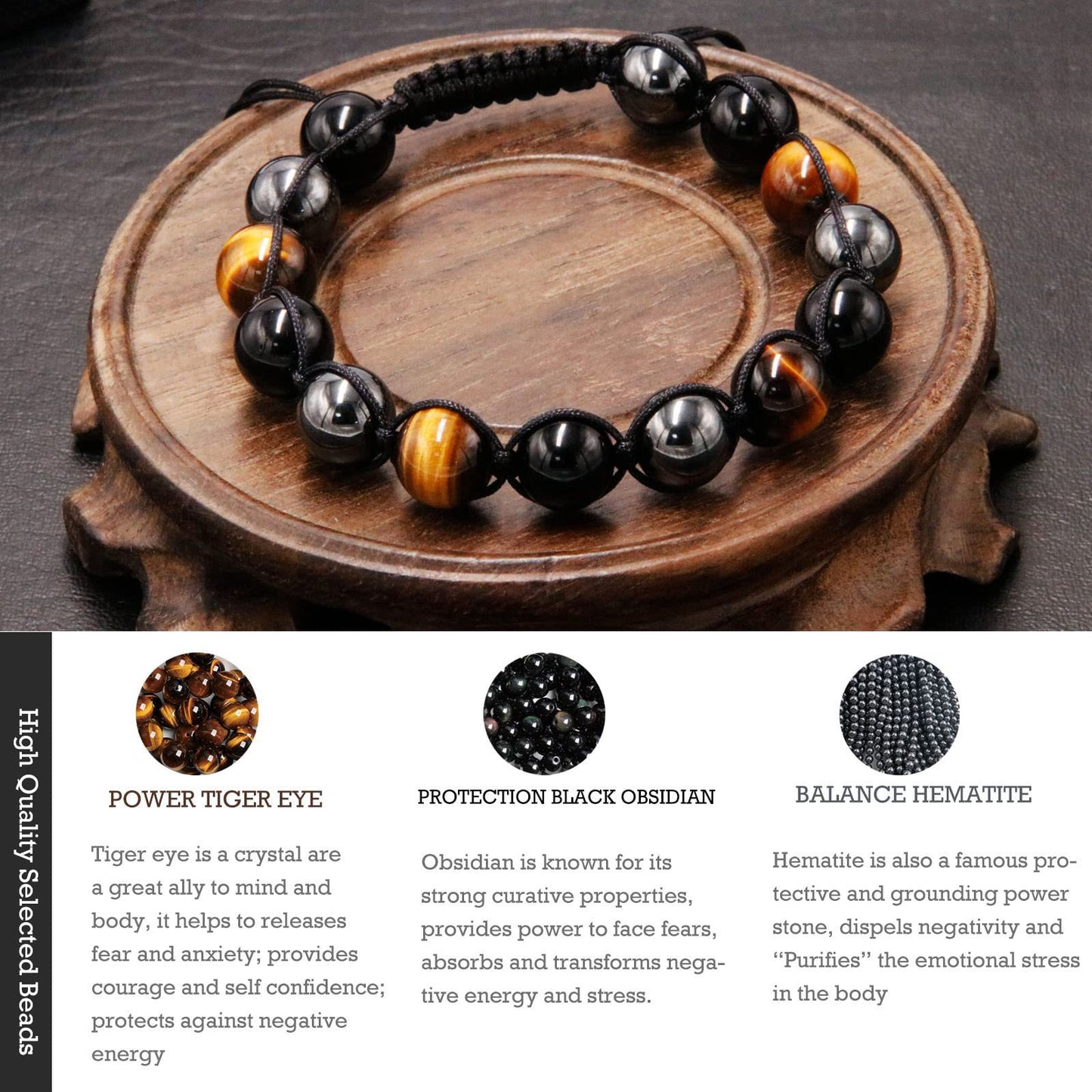 Stone Tiger Eye Haematite Three Colors Bracelets