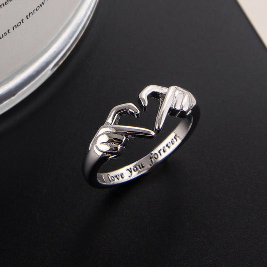 Women's High-grade Love Heart-shaped Electroplating Three-dimensional Opening Simple Ring