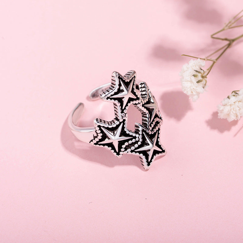 Korean Style Retro Temperament Flow Fashion Five-pointed Ring