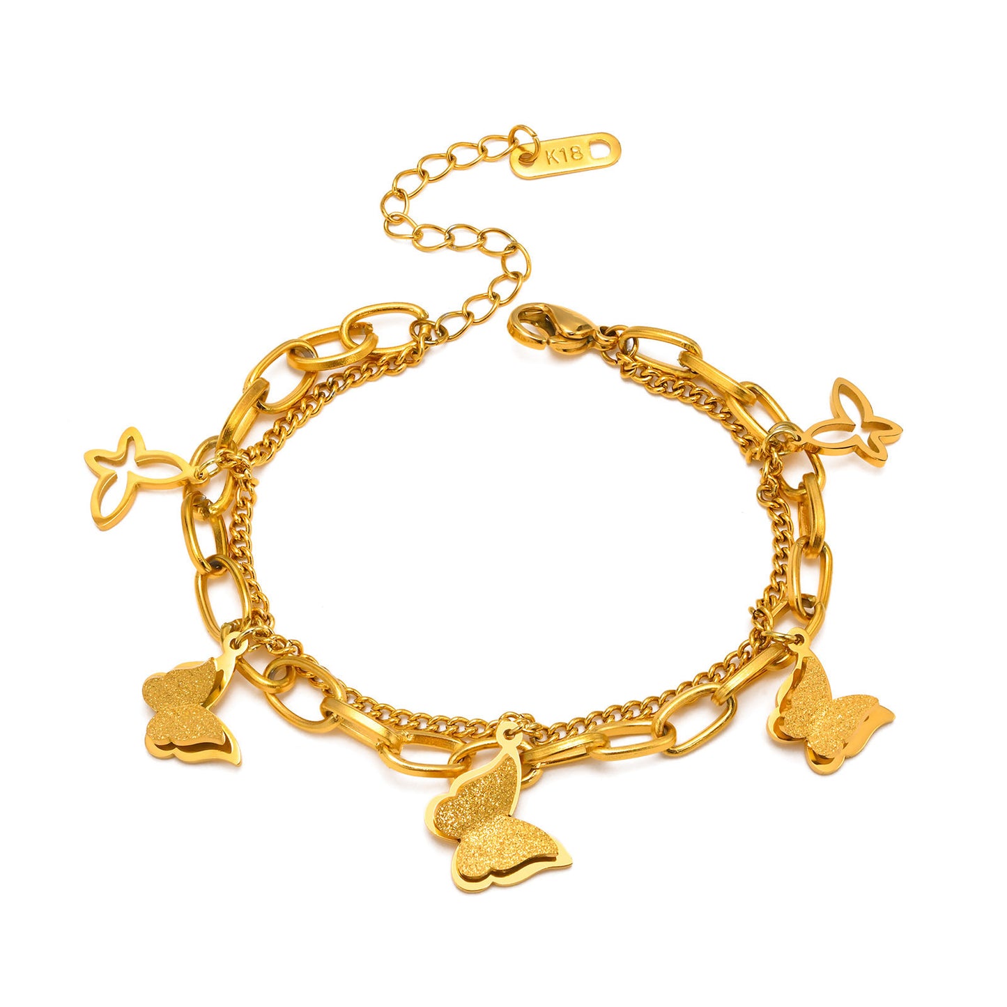 Steel Rose Golden Butterfly Female Korean Simple Personalized Design Friends Bracelets