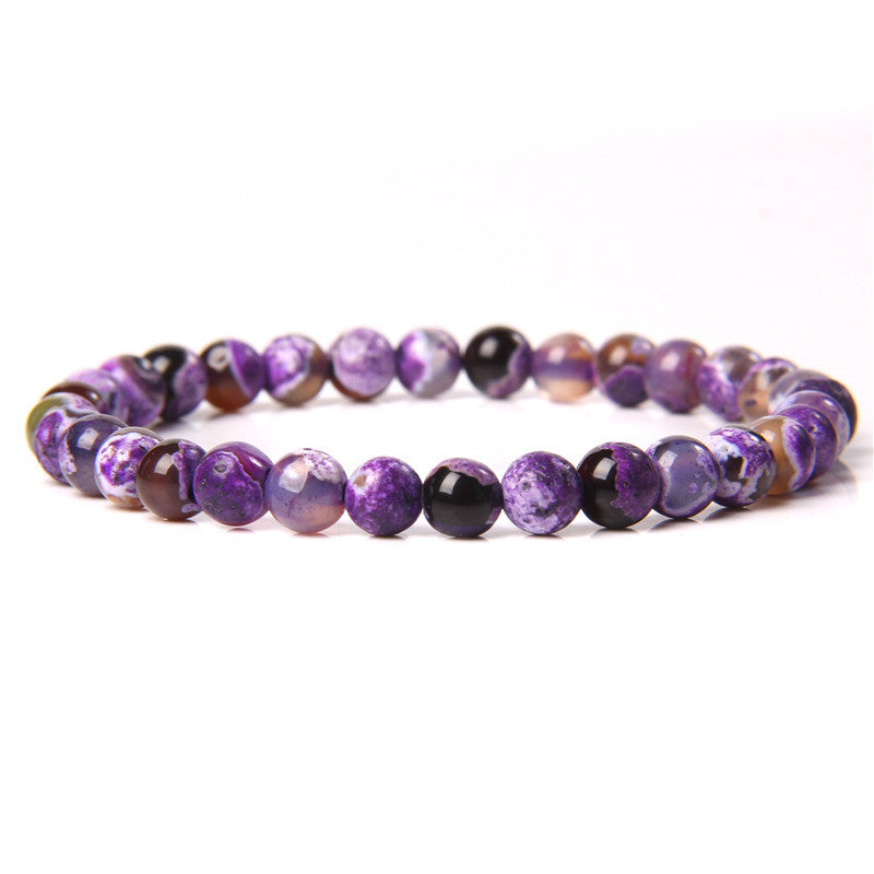 Women's Stone Purple Agate Handmade Round Beads Bracelets