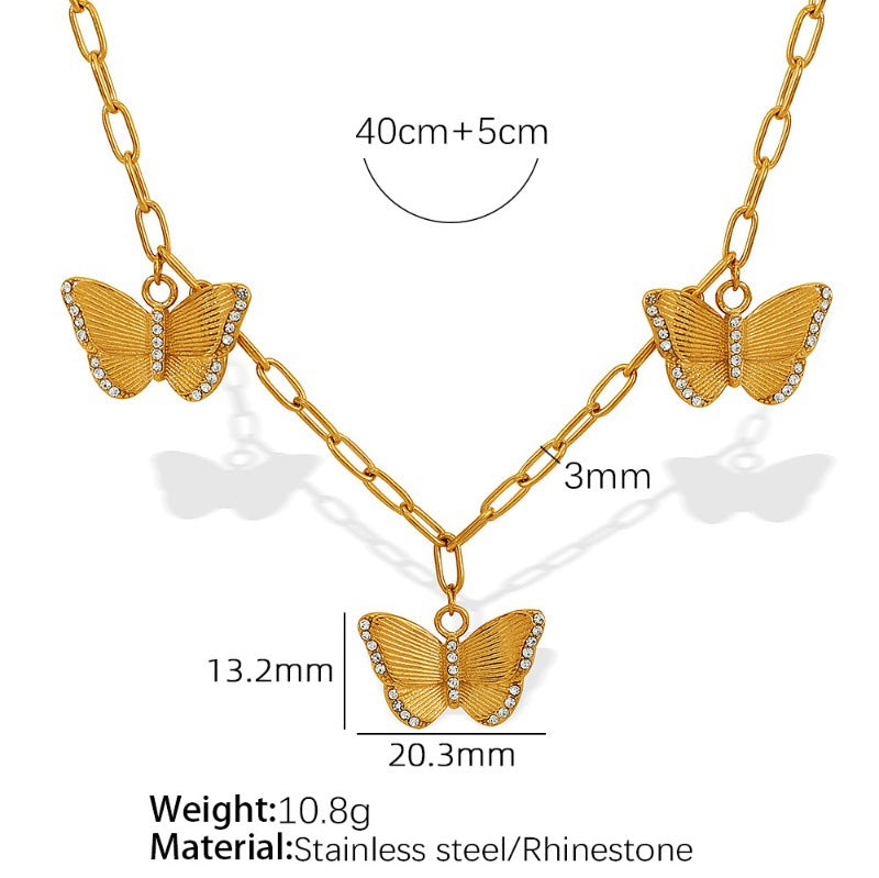 Minority Fairy Flying Zircon Style High-grade Butterfly Jewelry Set