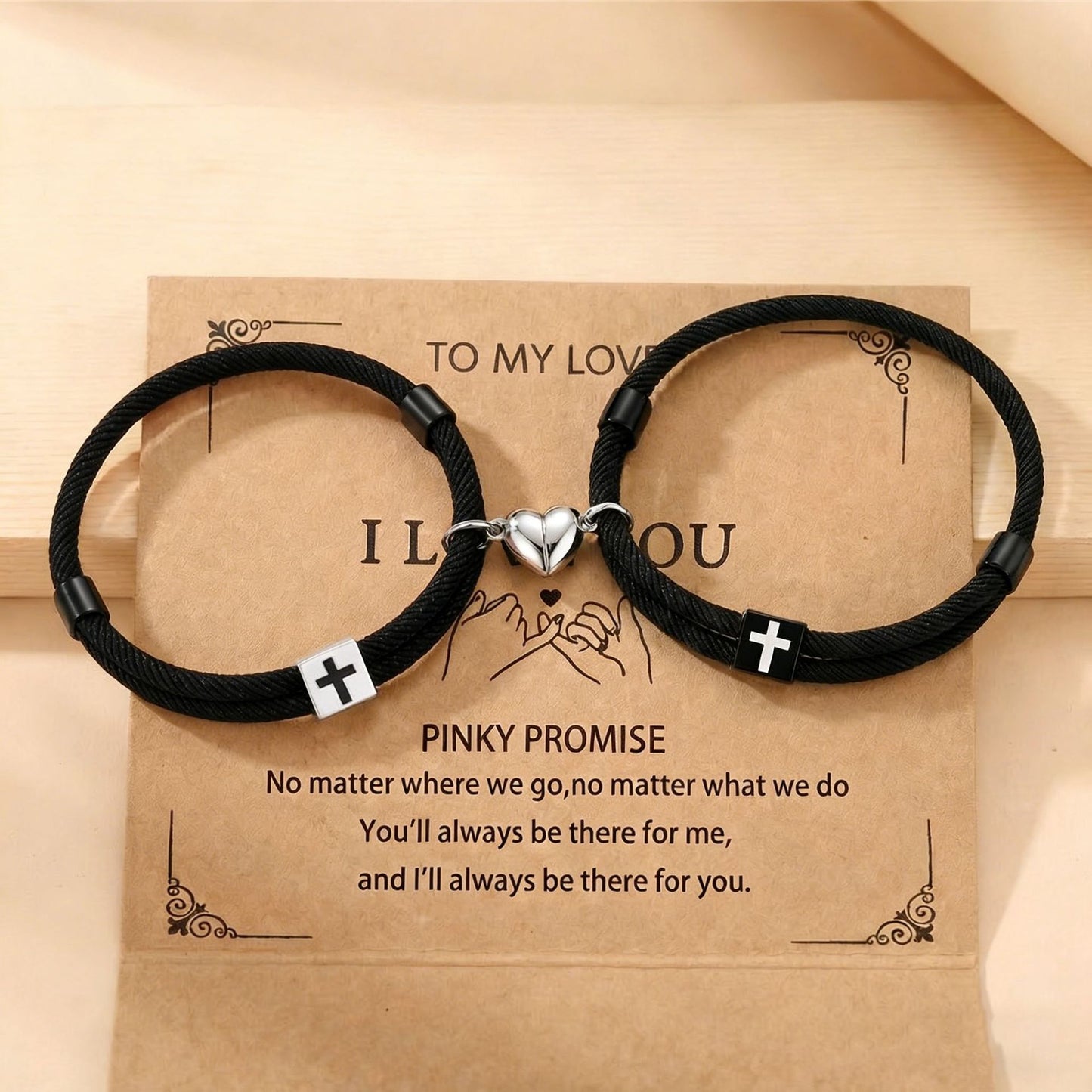 Women's & Men's Love Magnet Alloy Cross Adjustable Couple Bracelets
