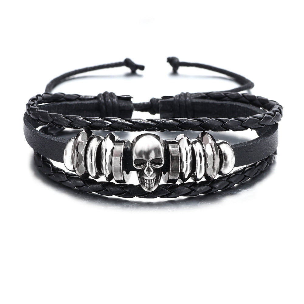 Männer Persönlichkeit Vintage Metall Punk Schädel Rinder Armbänder