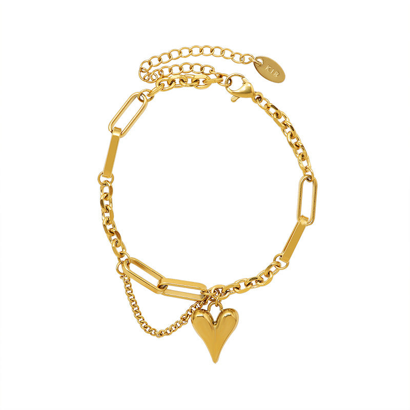 Commuter Love Stainless Steel Real Gold Personalized Cold Style Peach Jewelry Set