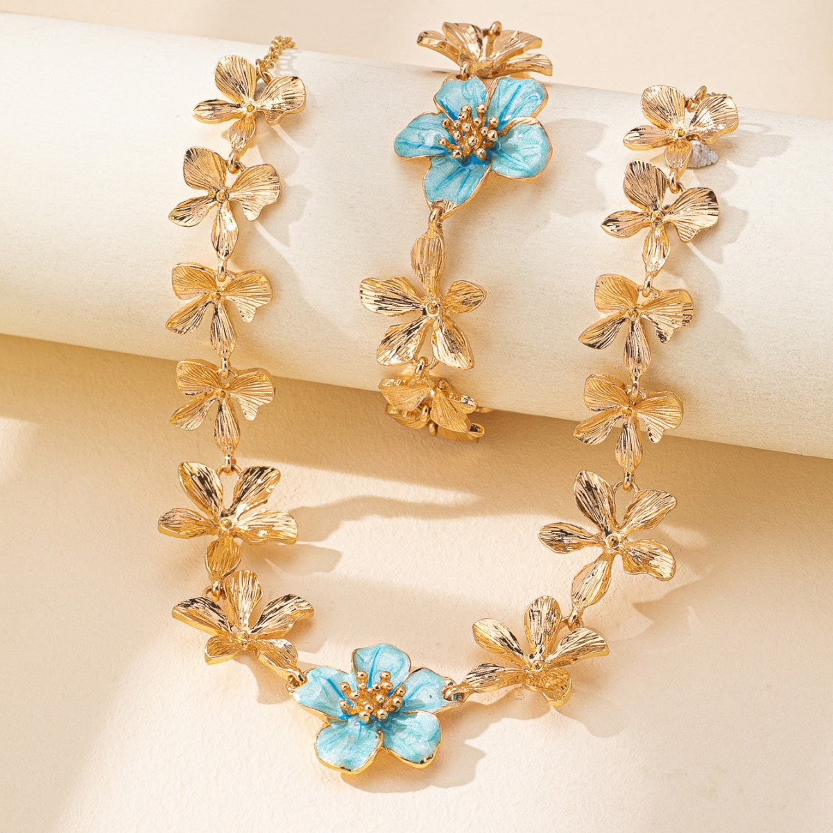 Women's Fashion Flower Special Interest Light Luxury Temperament Jewelry Set