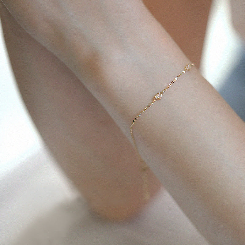 Women's Sterling Sier Gold Plated Thin Three Small Love Heart Bracelet