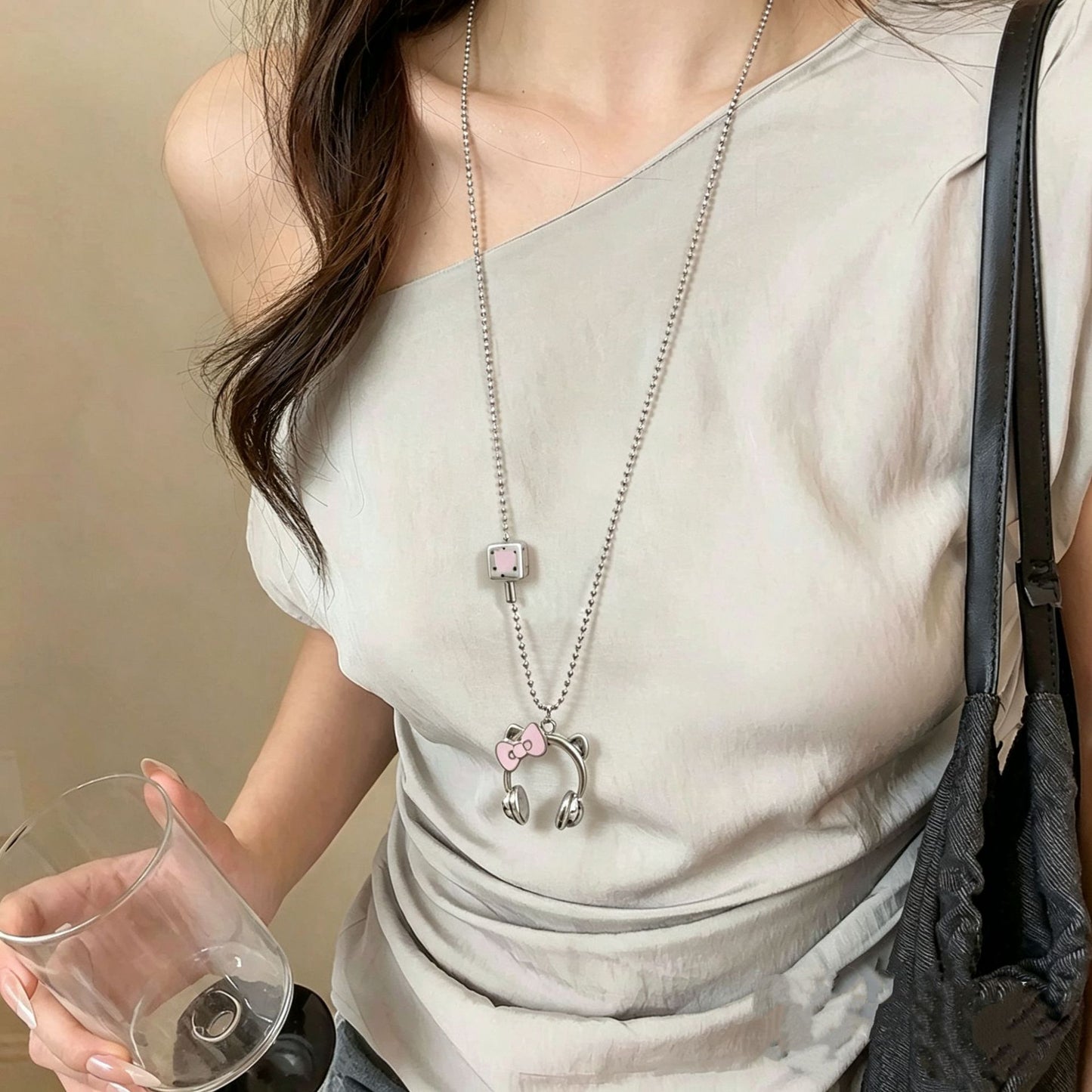 Headset Long Titanium Steel Female Niche Creative Sweet Cool Style Necklace