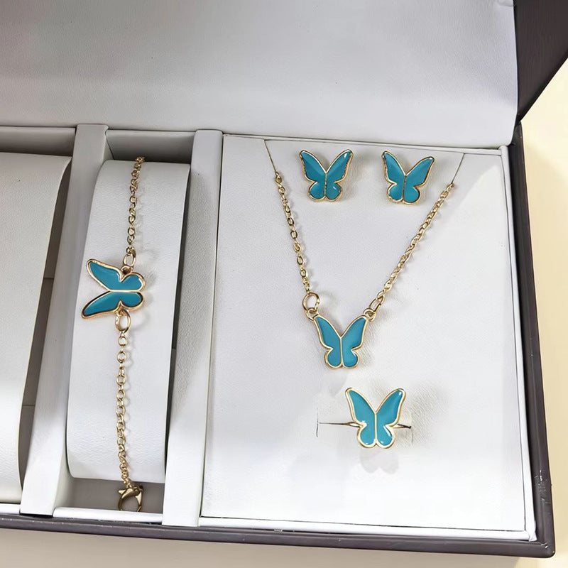 Drip Glazed Exquisite Simple Minority Fashion High-grade Clavicle Chain Elegant Jewelry Set
