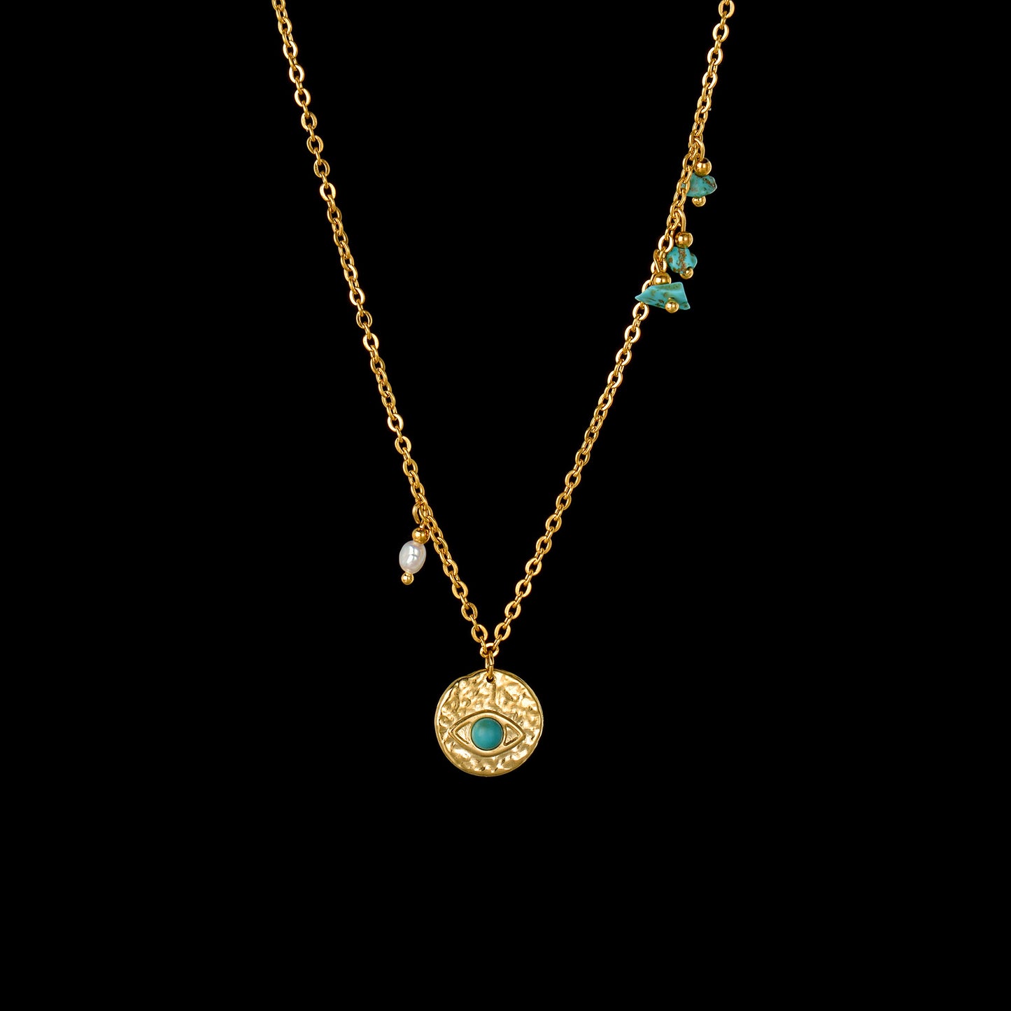 Luxury Oil Love Turquoise Eye Pendant Stainless Necklaces