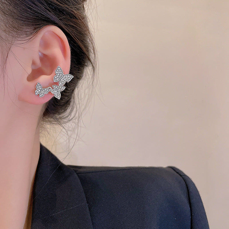 Long Asymmetric Female Temperament And Butterfly Earrings