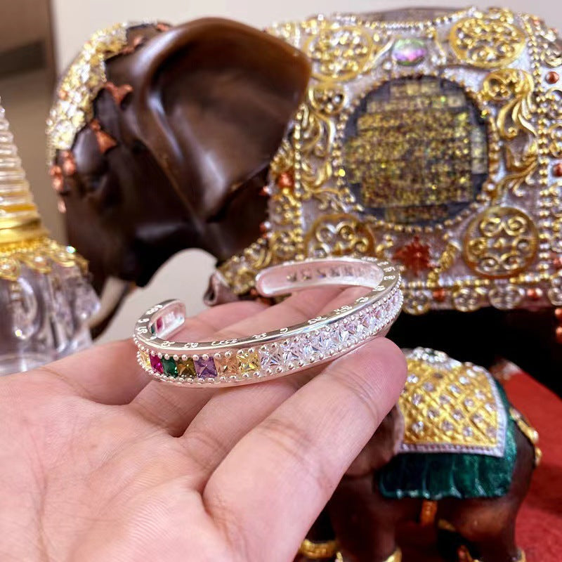 Dollar Man Colorful Female Opening Adjustable Imitation Moissanite Full Diamond Bracelets