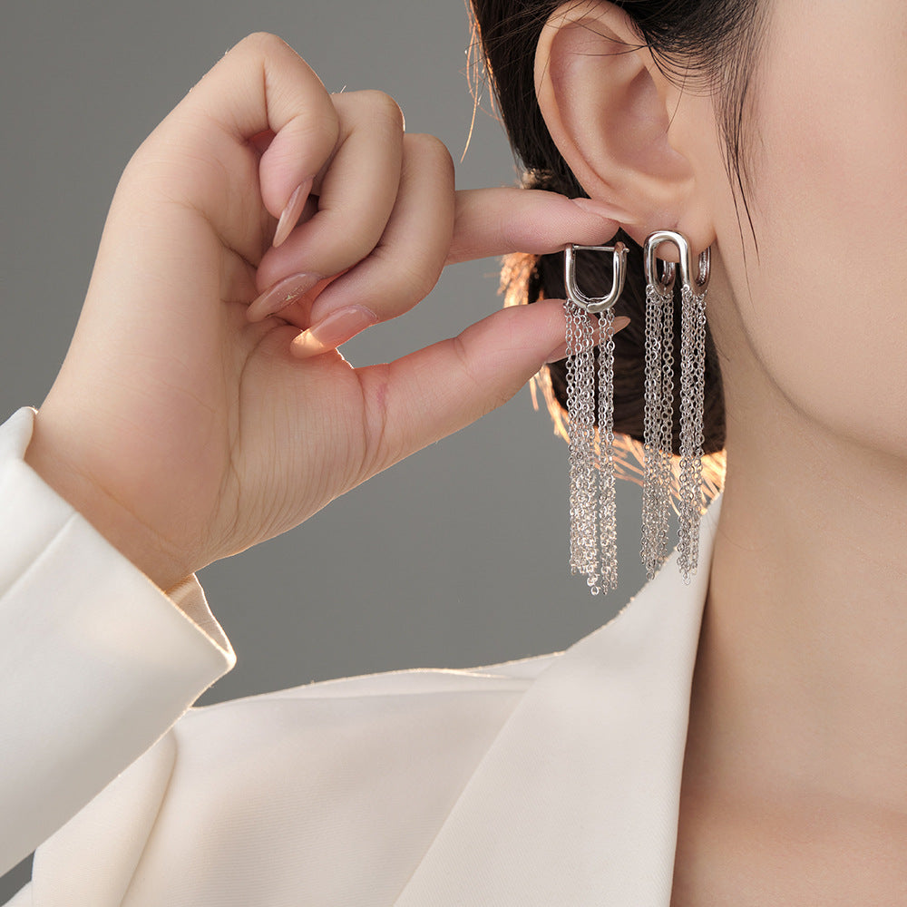 Chain Tassel U-shaped Ear Clip Advanced Earrings