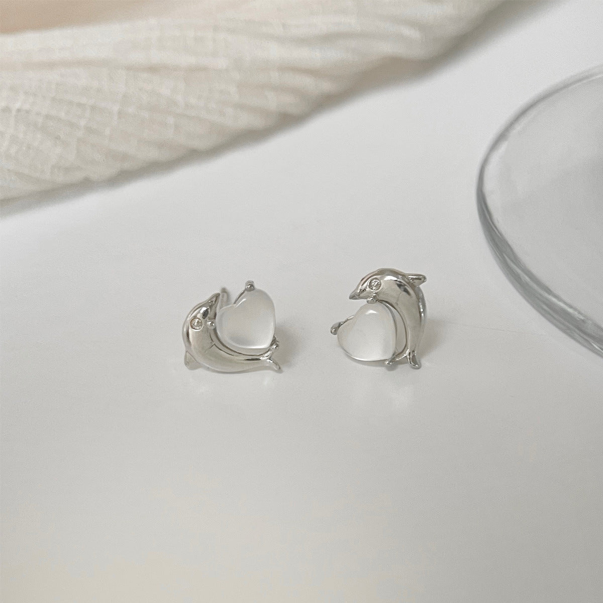 Dolphin Opal Stone Ear Female High-grade For Girlfriend Birthdays Valentine's Stud Earrings