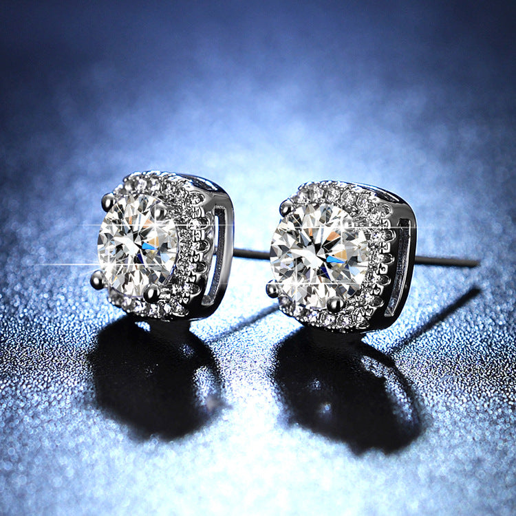 Boucles d'oreilles en diamant princesse, sac carré, simulation de Moissanite