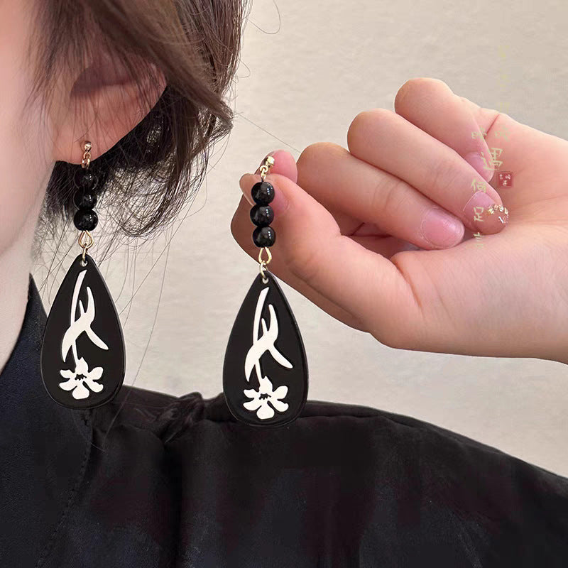 Women's Chinese Ancient Style Tassel National High Sense Stud Earrings