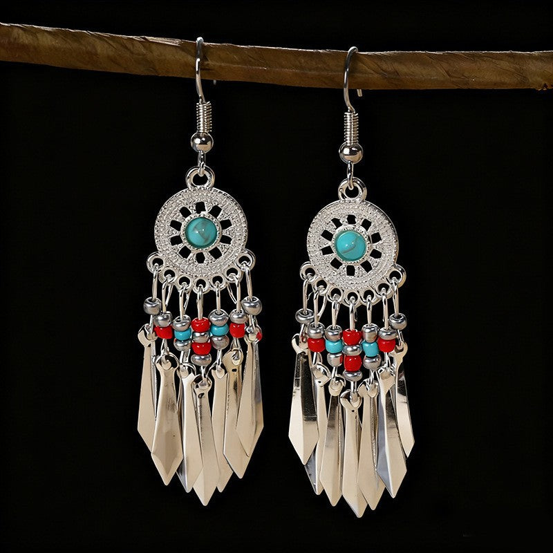Bohemian Tassel Water Drop Summer Vacation Style Dopamine Earrings