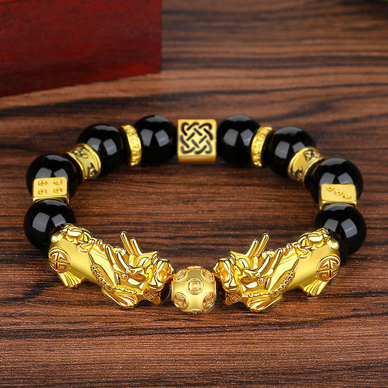 Große Vietnam Placer Gold Pi Imitation Obsidian Sechs Armbänder