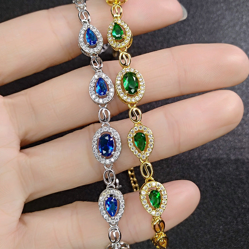 Women's Low Luxury White Gold Plated Sapphire Bracelets