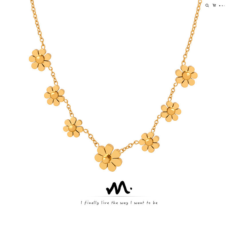 Women's Light Luxury Classic Small Chrysanthemum Clavicle Necklaces