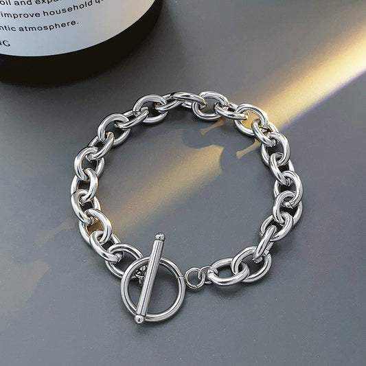 Bracelets uniques sans couleur en acier titane en forme de O pour hommes