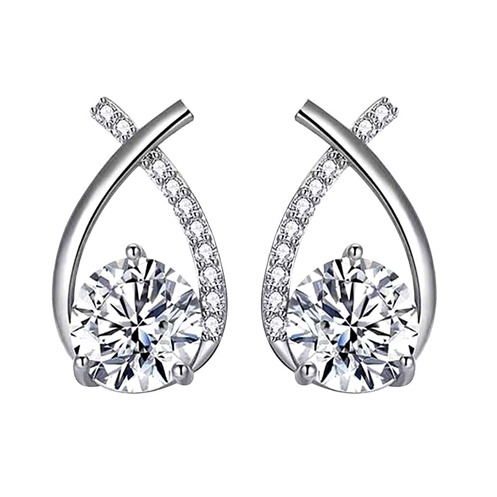 Boucles d'oreilles de tempérament croisé en queue de poisson en argent Sterling Moissanite