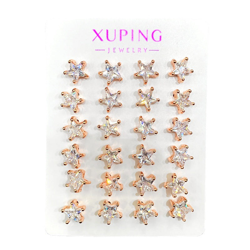 Women's Five-pointed Star Single Umbilicaria Bone Nail Earrings