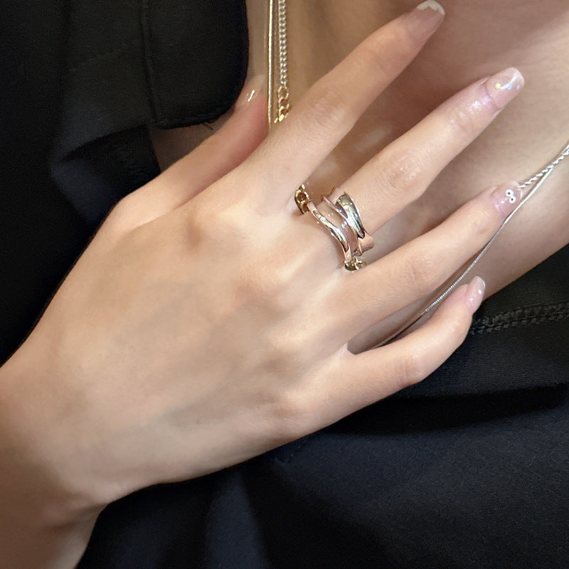 Sier Fashion Trend Simple Geometric Design Rings