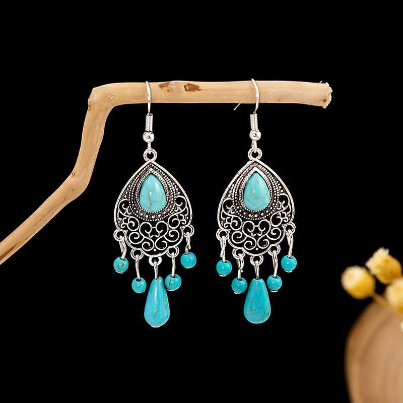 Tassel Turquoise Retro Minority Ethnic Style Earrings