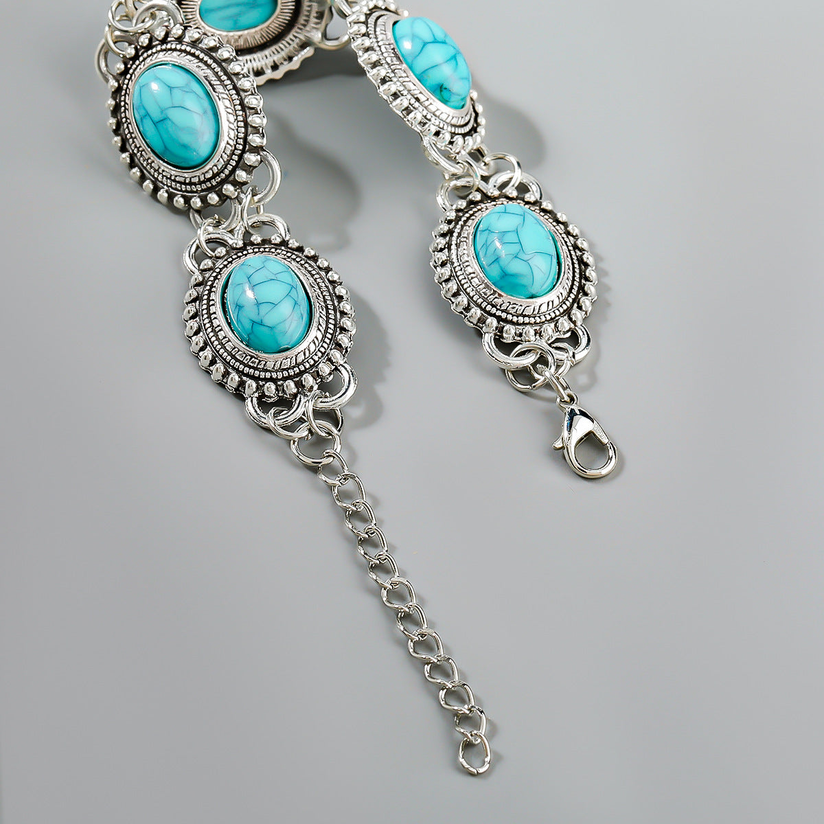 Women's Spring Fashion Trend Exaggerated Alloy Turquoise Bracelets