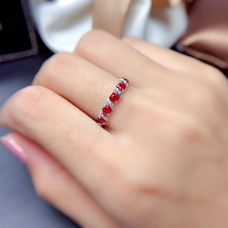 Pointed Crystal Sapphire Open Female Temperament Rings