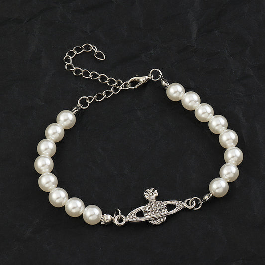 Women's Mother Planet Flexible Saturn Pearl Style Bracelets