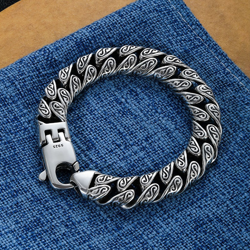 Bracelets de mode Hipster de rue pour hommes, motif d'herbe Tang, Type épais pour garçons