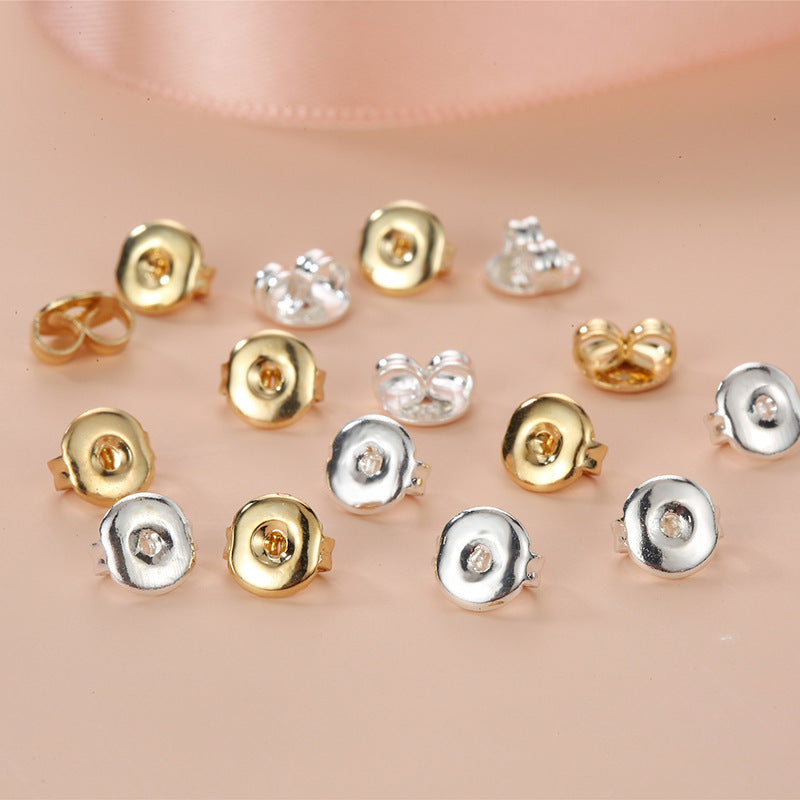 Butterfly Clasp Metal Electroplated Back Plug Embossed Round Hook Eye Rings