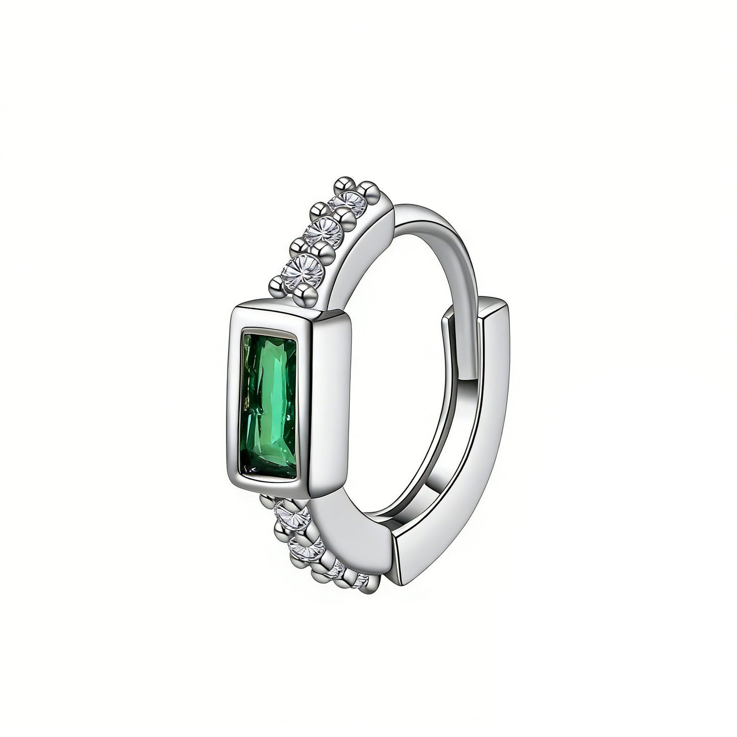 Gold Clip Female Temperament Wild Inlaid Emerald Zircon Earrings