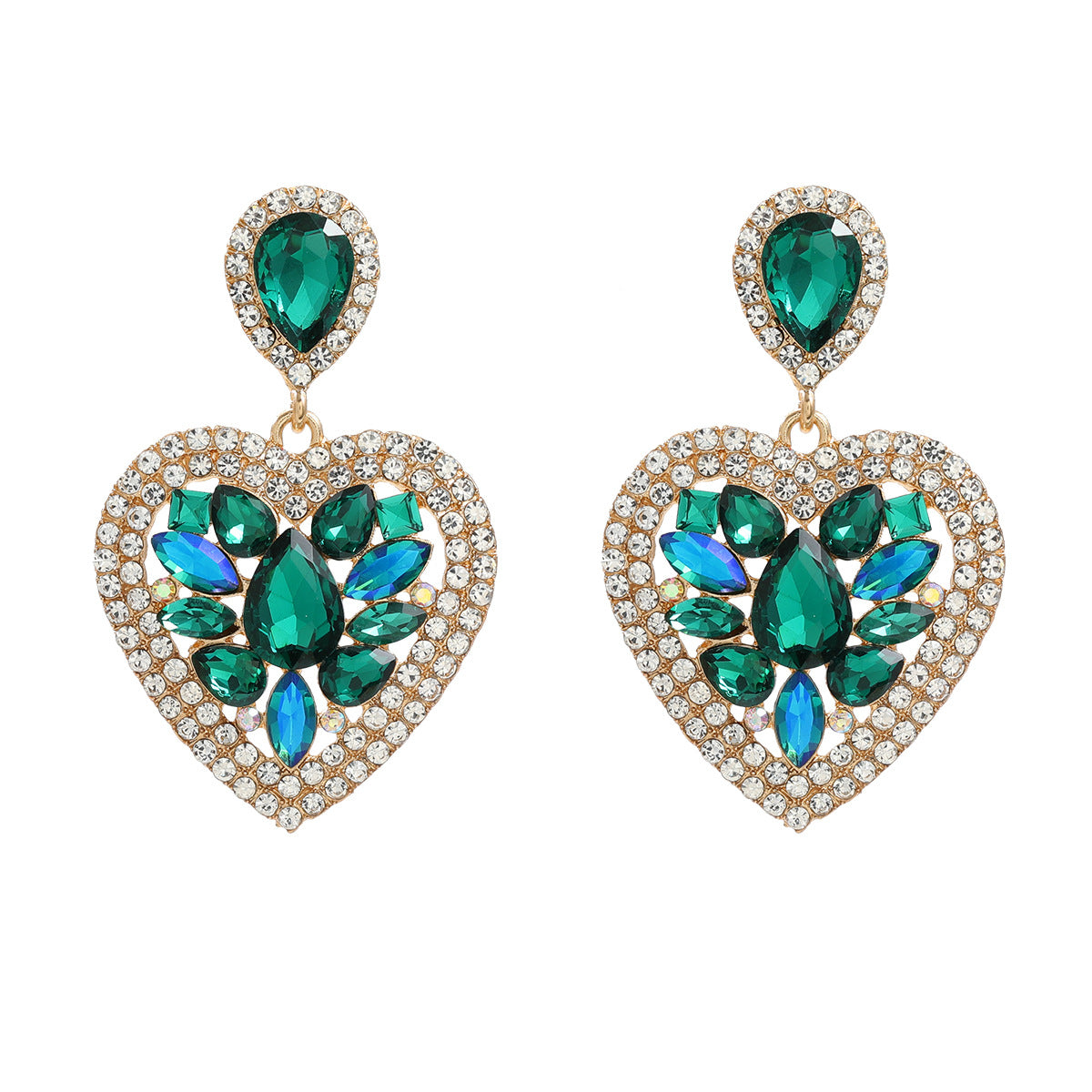 Colorful Crystals Love Heart-shaped Female Splendid Earrings