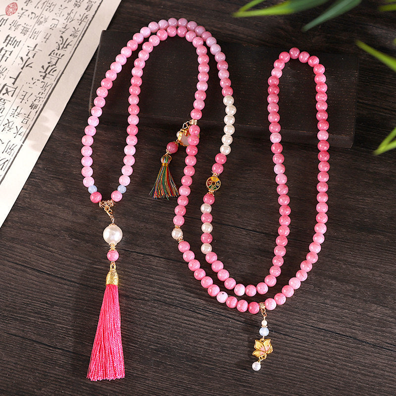 Chinese Style National Elements Long Cheongsam Twin Chain Tassel Retro Necklace