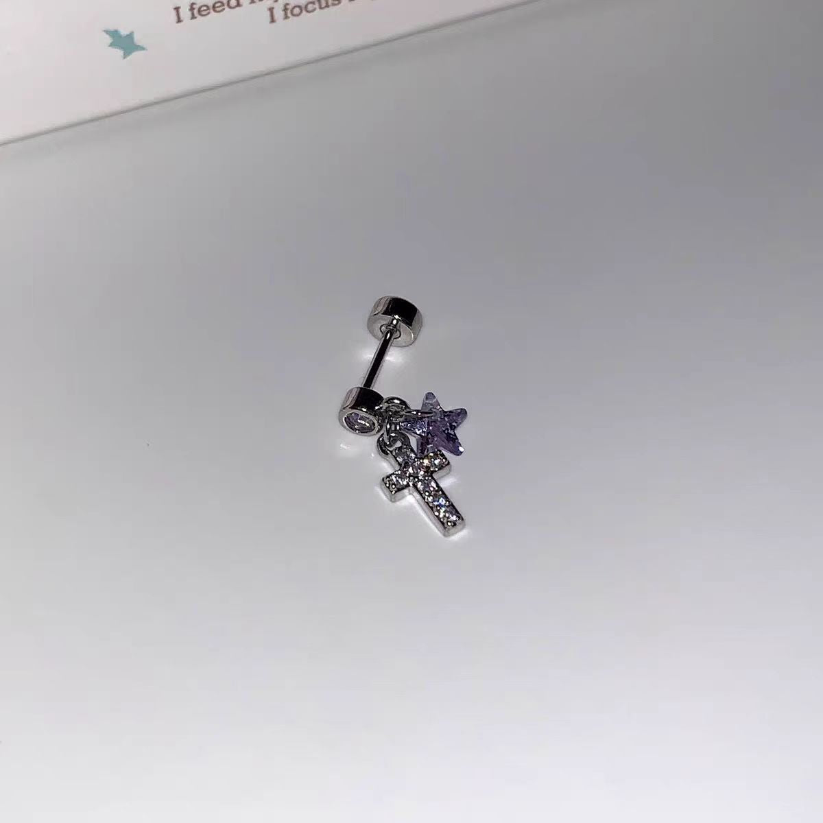 Cross Ear Bone Titanium Steel Love Pin Exquisite Versatile Zi Stud Earrings