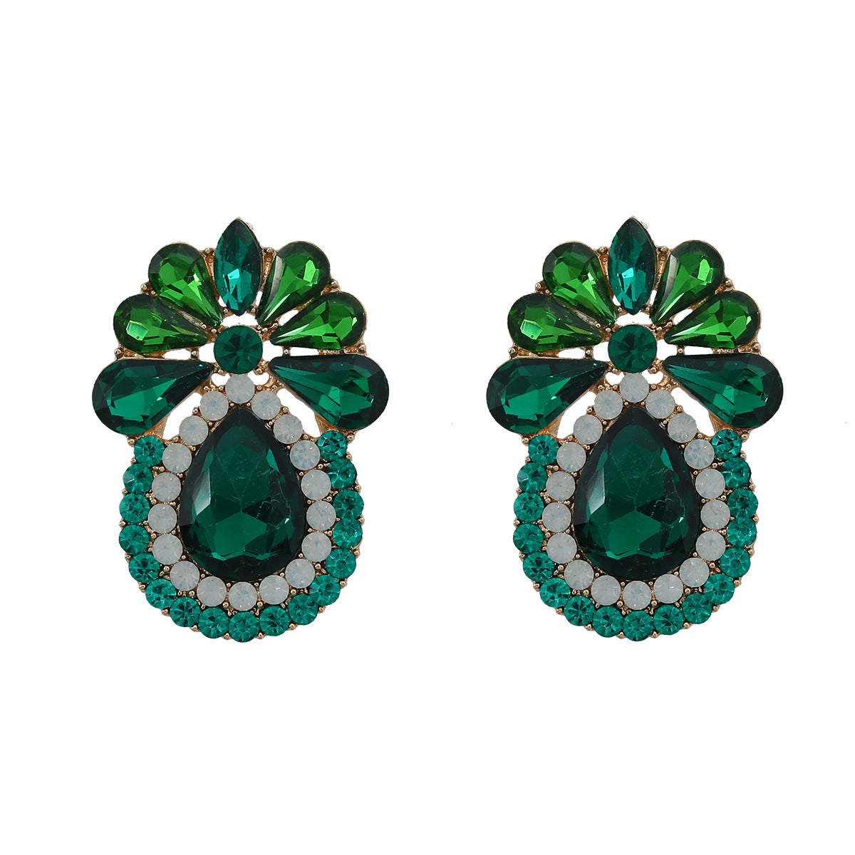 Colorful Crystals Exaggerated Female Alloy Diamond Earrings