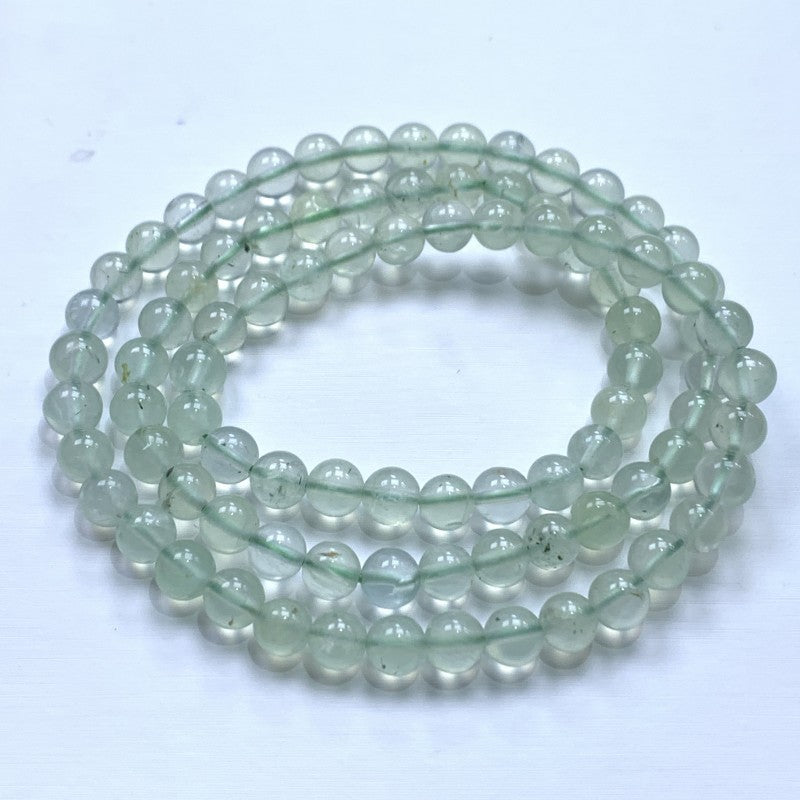 Bracelets en cristal de Cali vert à trois anneaux en préhnite naturelle