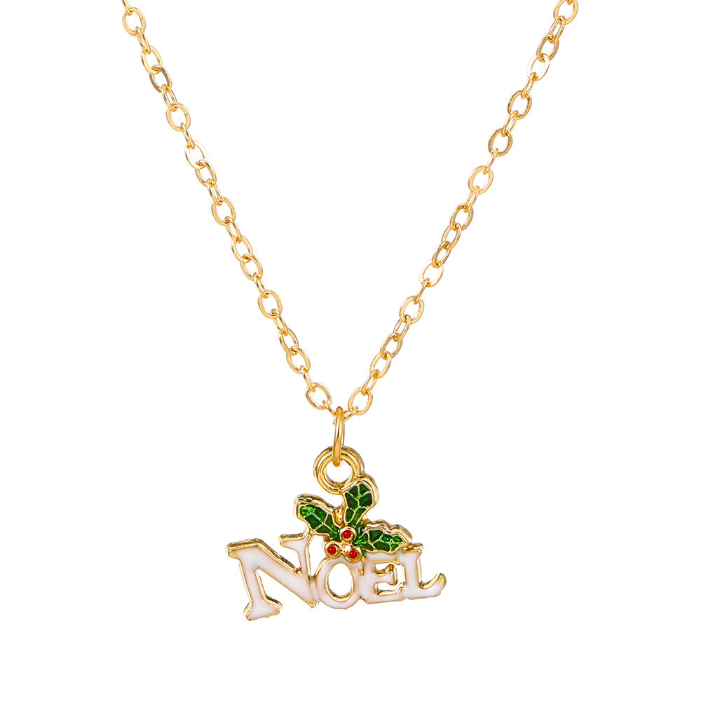 Oil Cartoon Pendant Metal Snowflake Bell Candy Sweater Necklaces