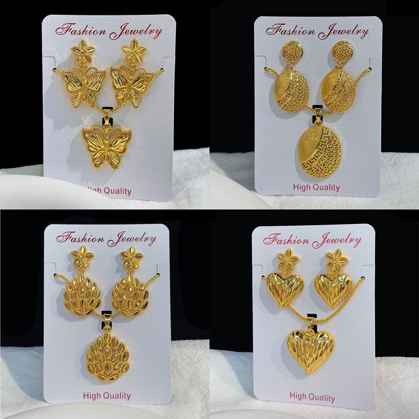 Love Heart Flowers Ear Medium Suit Pendants