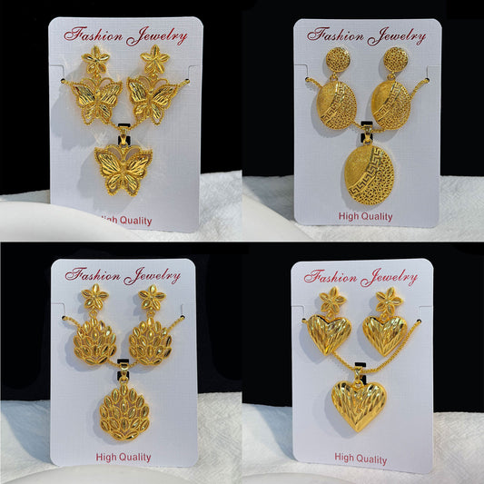 Love Heart Flowers Ear Medium Suit Pendants