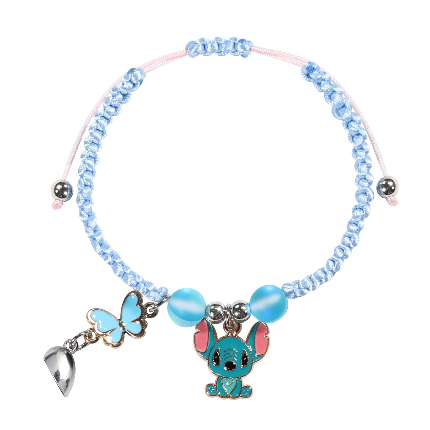 Blue Rope Woven Stitch Love Heart Bracelets