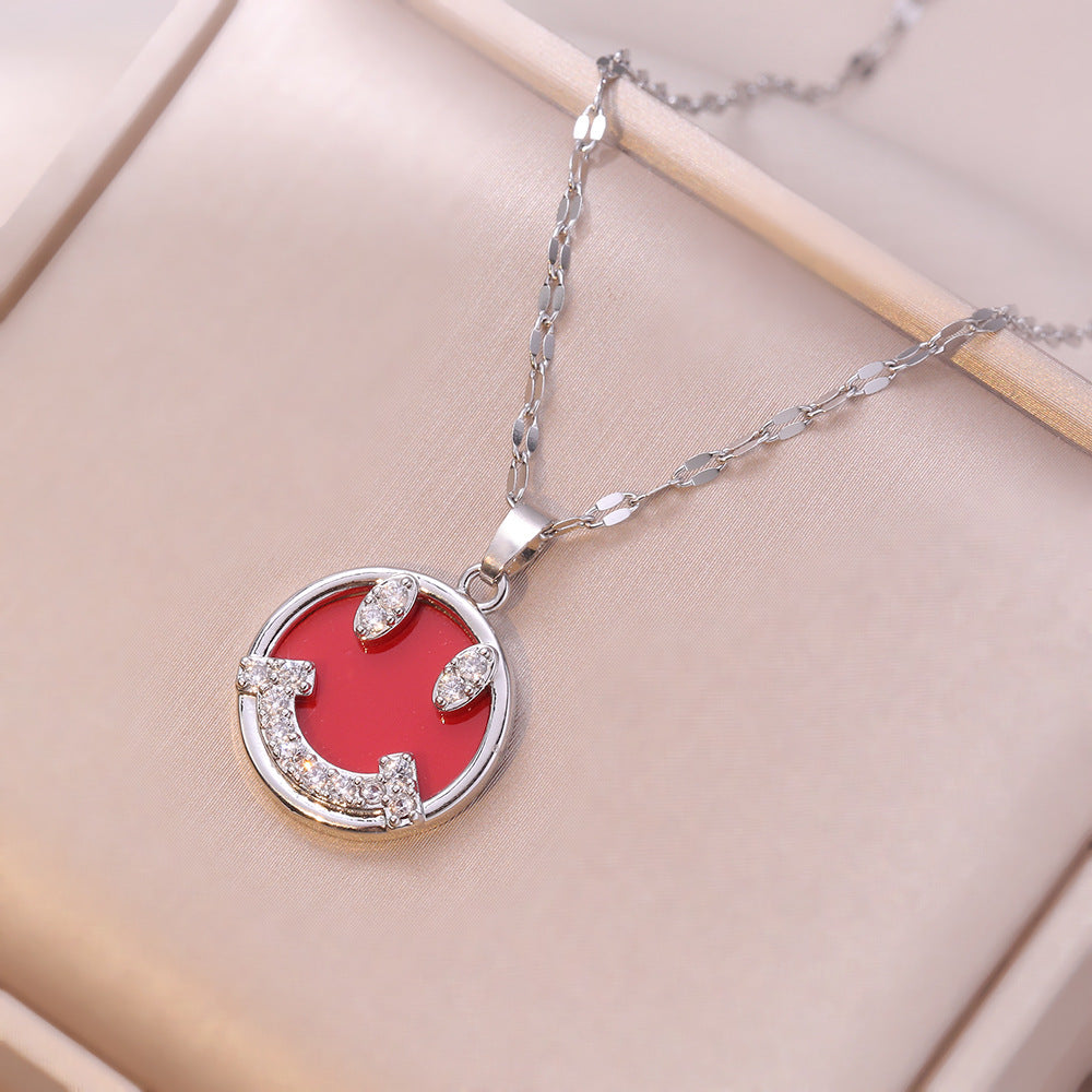 Colliers à clavicule simples avec pendentif Smiley amusant pour femmes