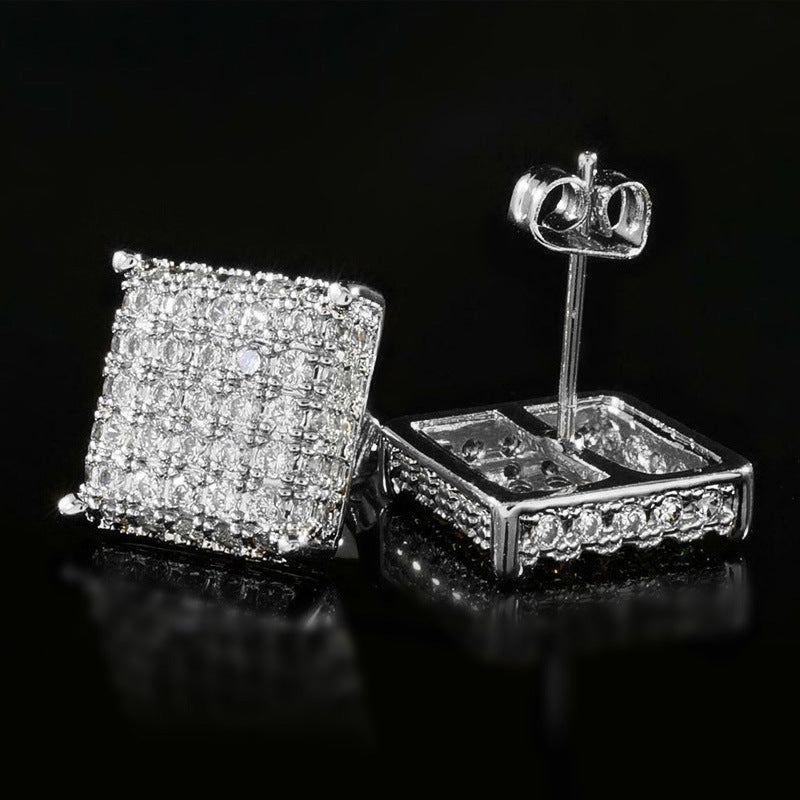 Shi Hip Hop Style Cuivre Micro Incrusté Zircon Boucles D'oreilles